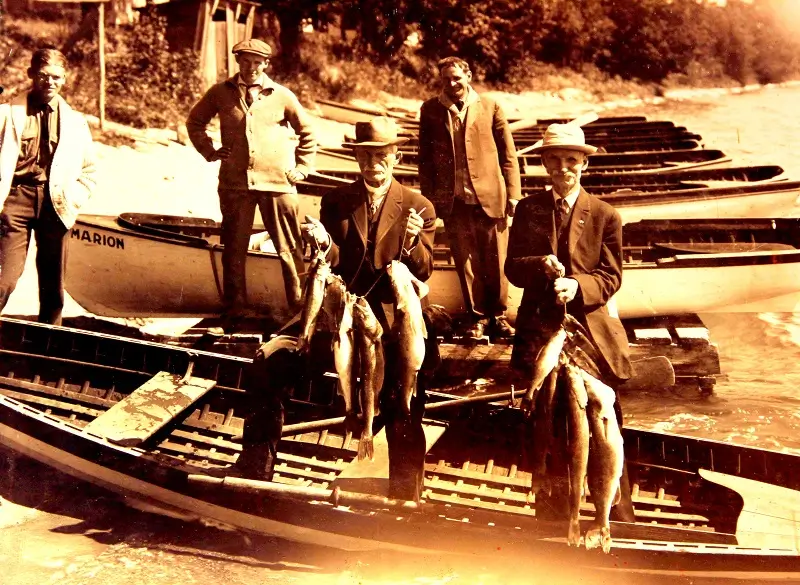 History 7 Men Fishing in Suits